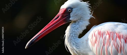 A detailed picture of a spoonbill shown in a close up copy space image