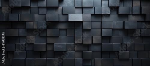 Arrangement of varied black mosaic tiles forming a background pattern Copy space image available photo