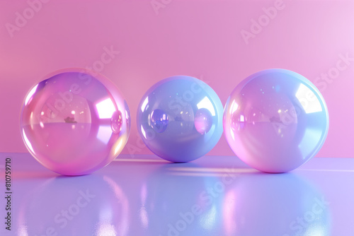 Three shiny balls lined up in a row photo