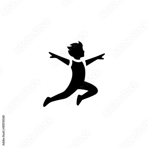 jumping boy negative space style logo vector illustration template design