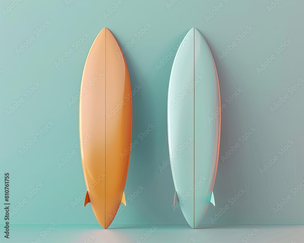 Boho surfboards flat design side view beach gear theme Splitcomplementary color scheme Boho surfboards flat design side view beach gear theme Splitcomplementary color scheme