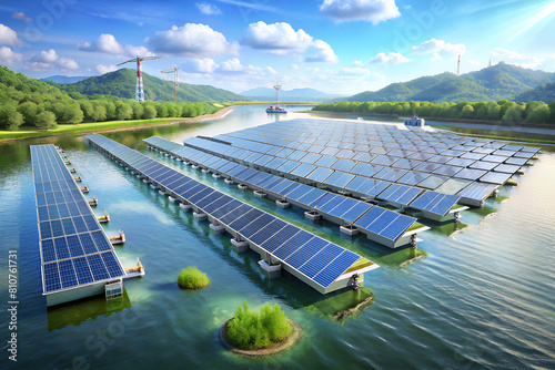 Floating solar farms on reservoirs to maximize renewable energy generation photo
