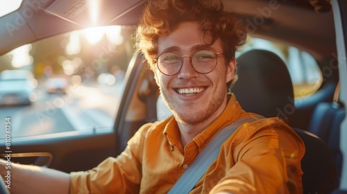 Smiling Man Driving in Sunlight © MP Studio