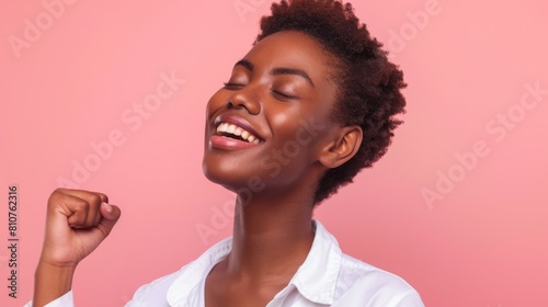 Joyful Woman Enjoying Success photo