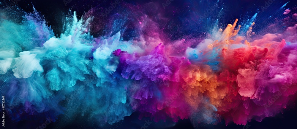 Colorful powder exploding in mid air creating an abstract background with a mesmerizing mix of vibrant colors and glitter Perfect for a copy space image