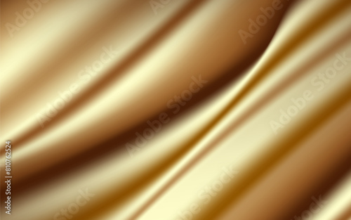 3D silk gold vector illustration. Luxury and elegance in every curve