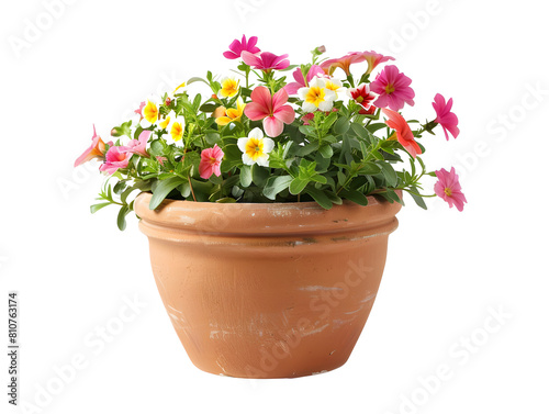 Handmade miniature flower pots in bright colors  remove background