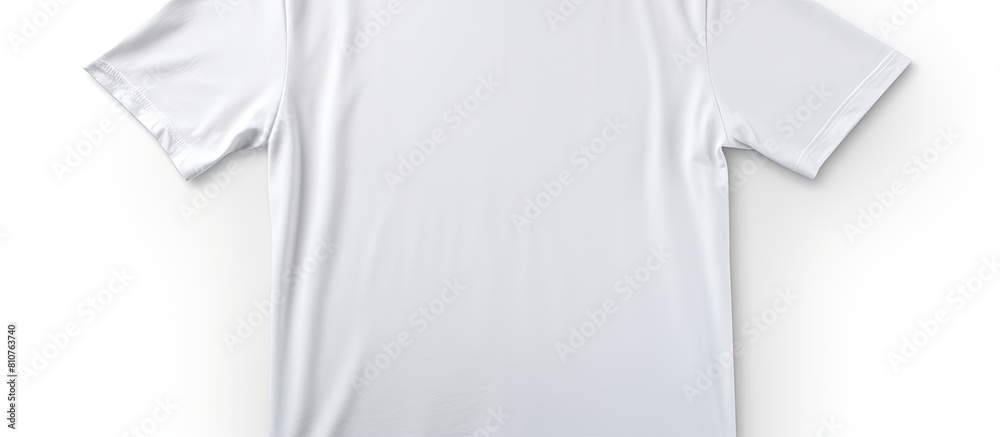 Copy space image of a blank white shirt worn by a young man isolated on a white background representing a T shirt design and clothing idea Copy space image of a blank white shirt worn by a young man isolated on a white background representing a T shirt design and clothing idea