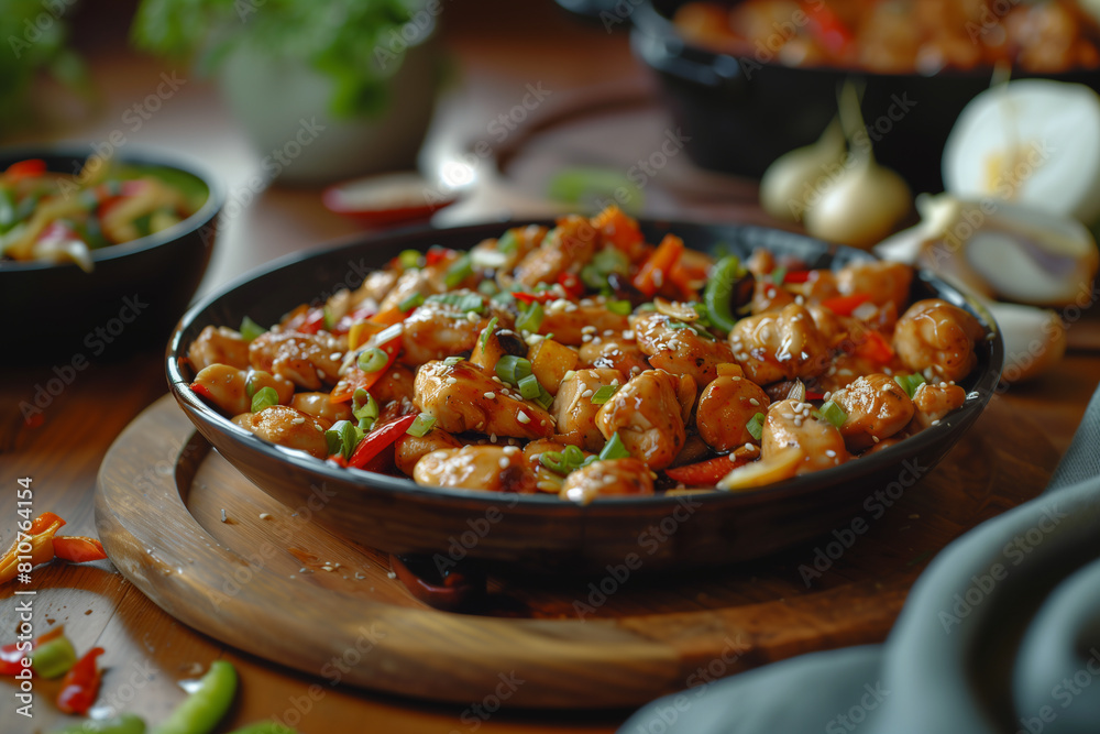 Kung Pao cicken, traditional chinese oriental stir fry, tasty oriental food Kung Pao cicken, traditional chinese oriental stir fry, tasty oriental food