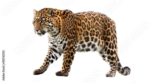 Panthera pardus  against white background. Generative Ai
