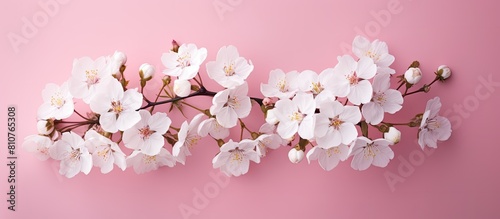 Wallpaper Mural A top view of a beautiful bouquet of delicate white flowers resting on a pink background with plenty of space for text or other elements. Creative banner. Copyspace image Torontodigital.ca