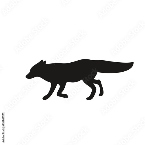 Fox silhouette in vector, flat style.