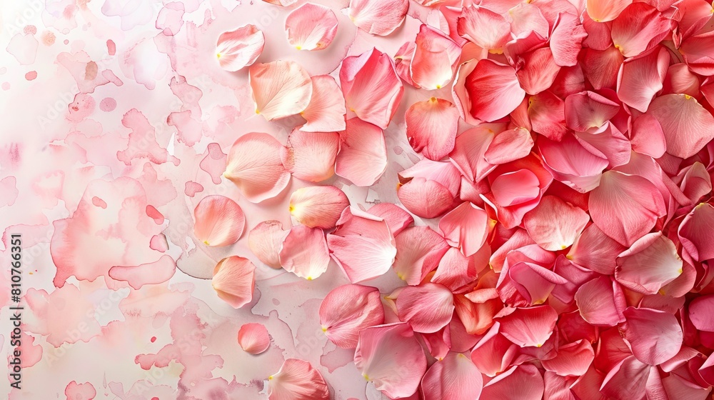 Artistic watercolor gradient of rose pink petals scattered delicately across a soft background, perfect for romantic wedding invitations Artistic watercolor gradient of rose pink petals scattered delicately across a soft background, perfect for romantic wedding invitations