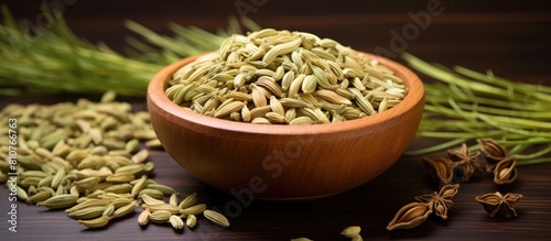 An isolated image of fennel seeds with copy space