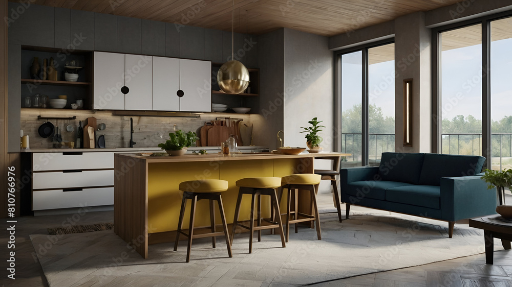 The kitchen with pops of color modern style . The kitchen with pops of color modern style .