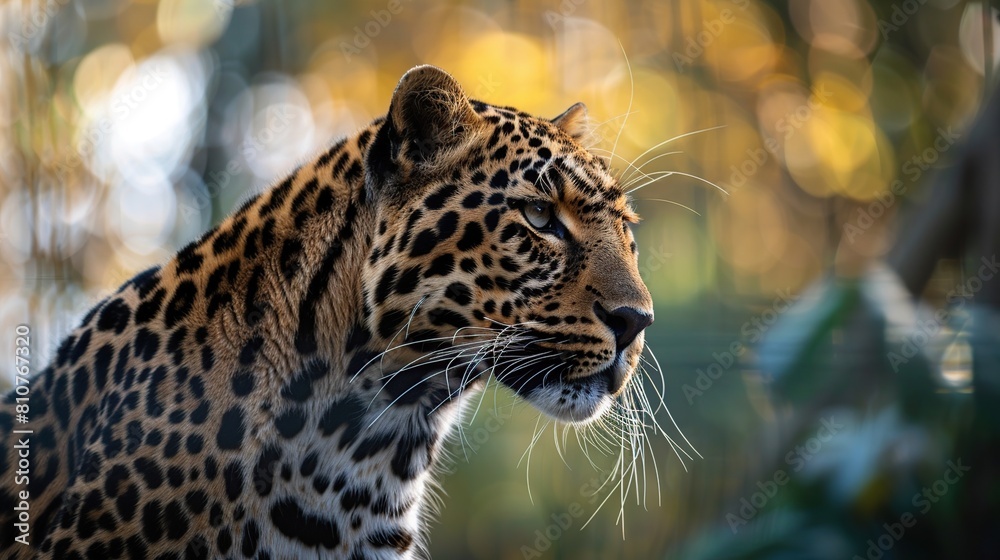 Portrait of leopard standing a looking away proudly. Generative Ai Portrait of leopard standing a looking away proudly. Generative Ai