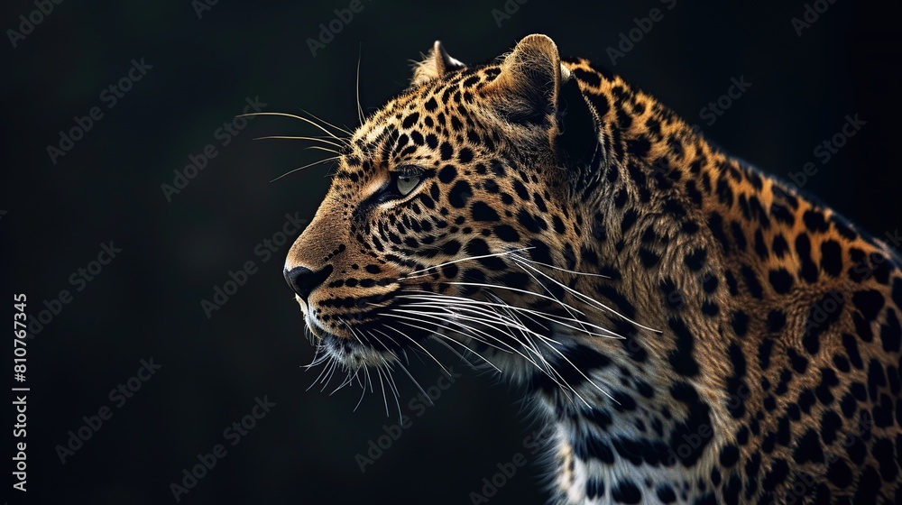 Portrait of leopard standing a looking away proudly. Generative Ai Portrait of leopard standing a looking away proudly. Generative Ai