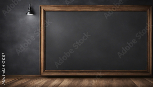 Empty blank old anthracite blackboard with wooden frame with space for your text 