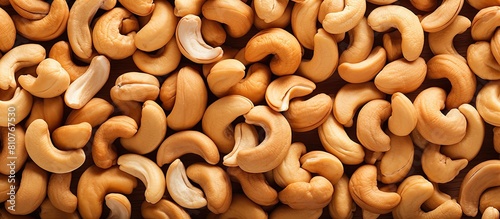 A close up copy space image of sun dried cashew nuts a flavorful and nutritious snack loved by the Javanese people for its health benefits photo