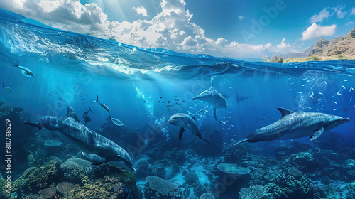 Majestic Marine Life, Spectacular Ocean Animals in Their Element . Generative Ai photo