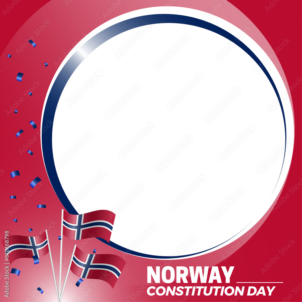 Obraz premium Norway constitution day round photo frame twibbon