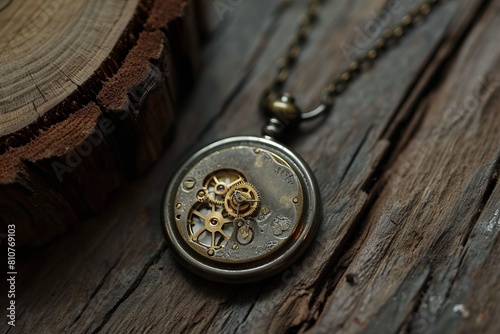 Fantasy item, simple amulet, clockwork, pendant, thin necklace