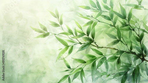 Bamboo Shoots wallpaper  in watercolor style  depicts tender green shoots emerging from the earth. Slender stalks symbolize resilience and growth  enriching the scene with hope and vitality.