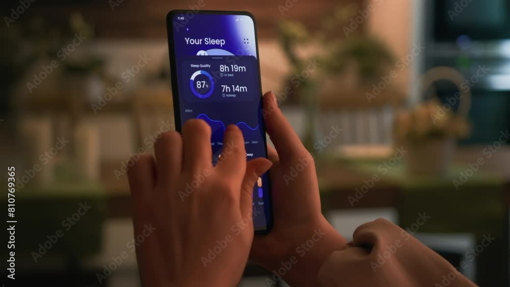 Monitoring sleep tracking information on a smartphone app Using the diagnosis app, analyze deep, light, and REM sleep data to determine its quality and quantity.