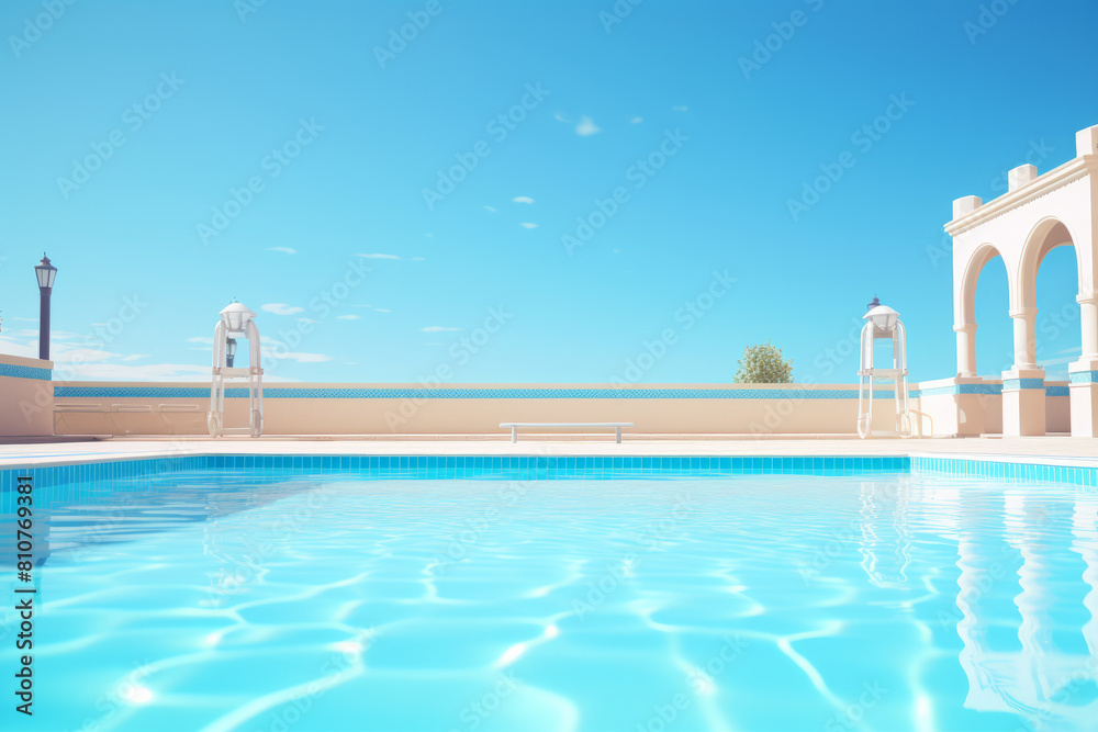 Tranquil swimming pool in the sun