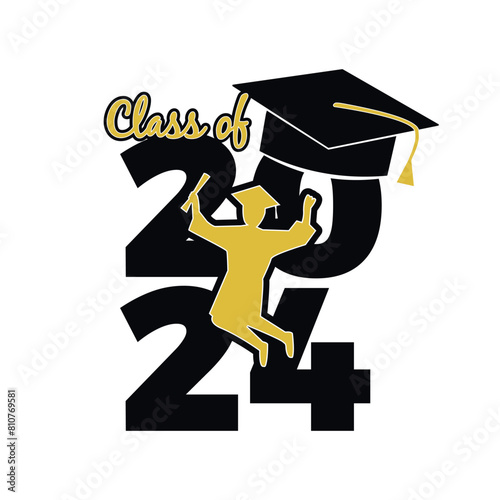 Senior Class of 2024: Vector Illustration for Graduation. Celebrate the Milestone with Elegant Design.