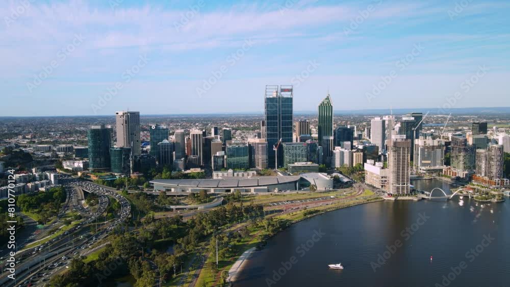 Aerial View Of Perth Convention And Exhibition Centre On Mounts Bay Road In Perth Western Australia. Aerial View Of Perth Convention And Exhibition Centre On Mounts Bay Road In Perth Western Australia.
