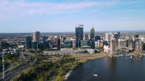 Aerial View Of Perth Convention And Exhibition Centre On Mounts Bay Road In Perth Western Australia. photo