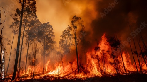 Raging Wildfires Ravage Forest in Catastrophic Climate Change Fueled Disaster © CYBERUSS