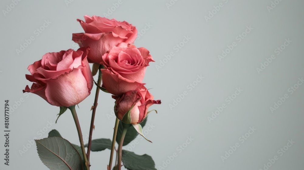 Gorgeous roses standing out against a plain background Gorgeous roses standing out against a plain background