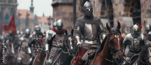 Armored knights on horseback evoke an era of medieval courage and chivalric romance.
