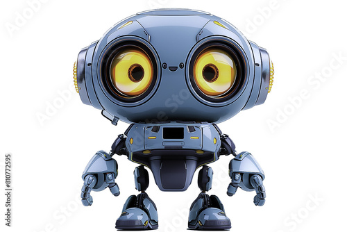 A cute robot with large eyes, in the 3D rendering style, with a cartoonish design, on a simple background © Bluesky