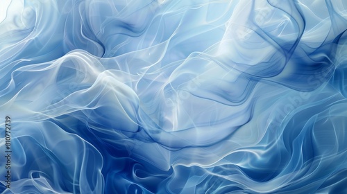 Soft abstract texture of smoke and water waves, interwoven in blue and white patterns, ideal for a smooth, flowing banner