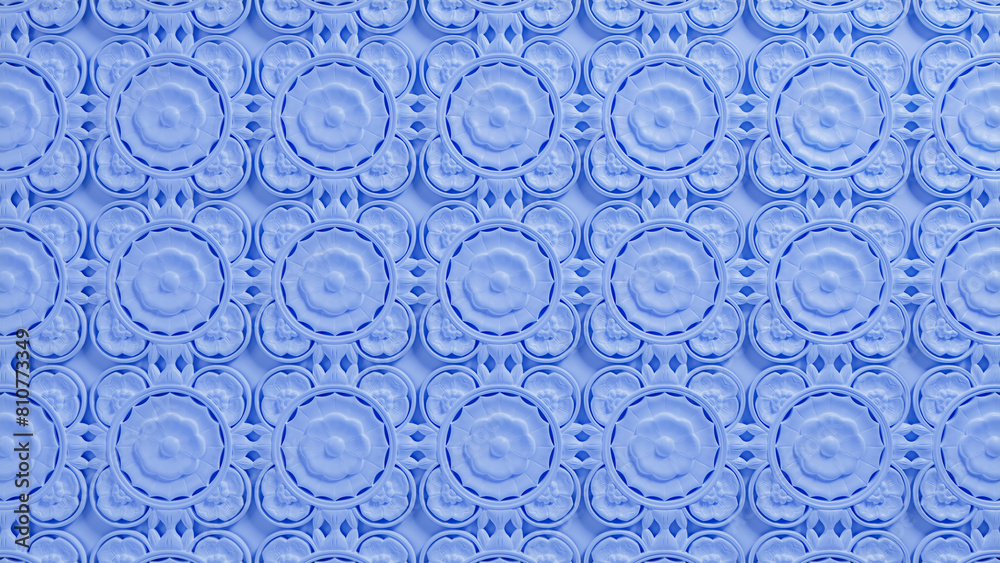 Blue 3D Ornamental Pattern Background. Intricate Light Decorative Wallpaper. Blue 3D Ornamental Pattern Background. Intricate Light Decorative Wallpaper.