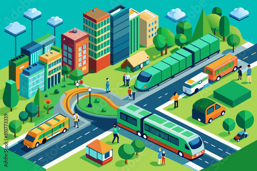 Green transportation hubs integrating buses, trains, and cycling facilities