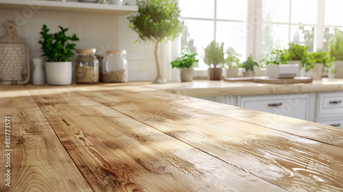 Wallpaper Mural Empty wooden counter on a bright kitchen counter, perfect for displaying or showcasing products. Torontodigital.ca