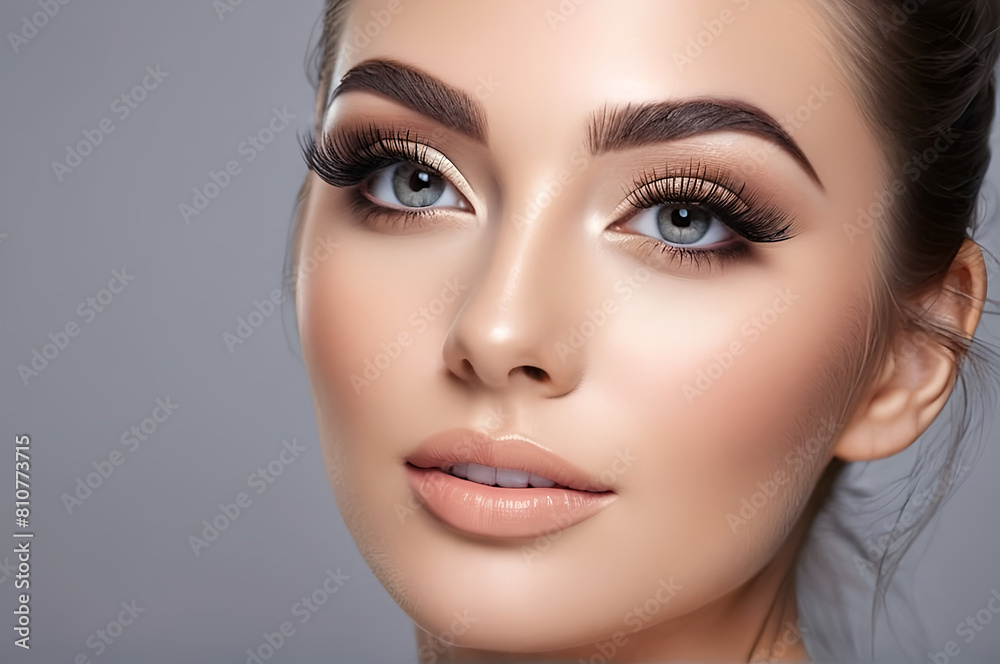 portrait of a beautiful woman with long eyelashes, well make up portrait of a beautiful woman with long eyelashes, well make up