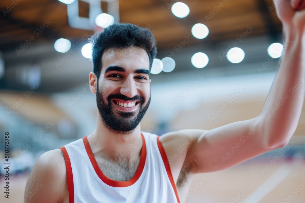 Smiling Indian man Basketball Player Fictional Character Created By Generative AI. Smiling Indian man Basketball Player Fictional Character Created By Generative AI.