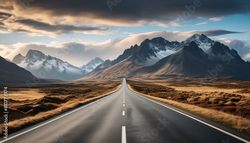 road, highway, mountain, sky, landscape, travel, desert, asphalt, nature, way, clouds, route, mountains, street, transportation, country, li