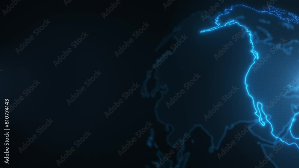 Abstract earth rotation, big data, digital clouds. Global network connection and data connections concept. Communication technology global world network. 3D animation. Seamless loop 4k video