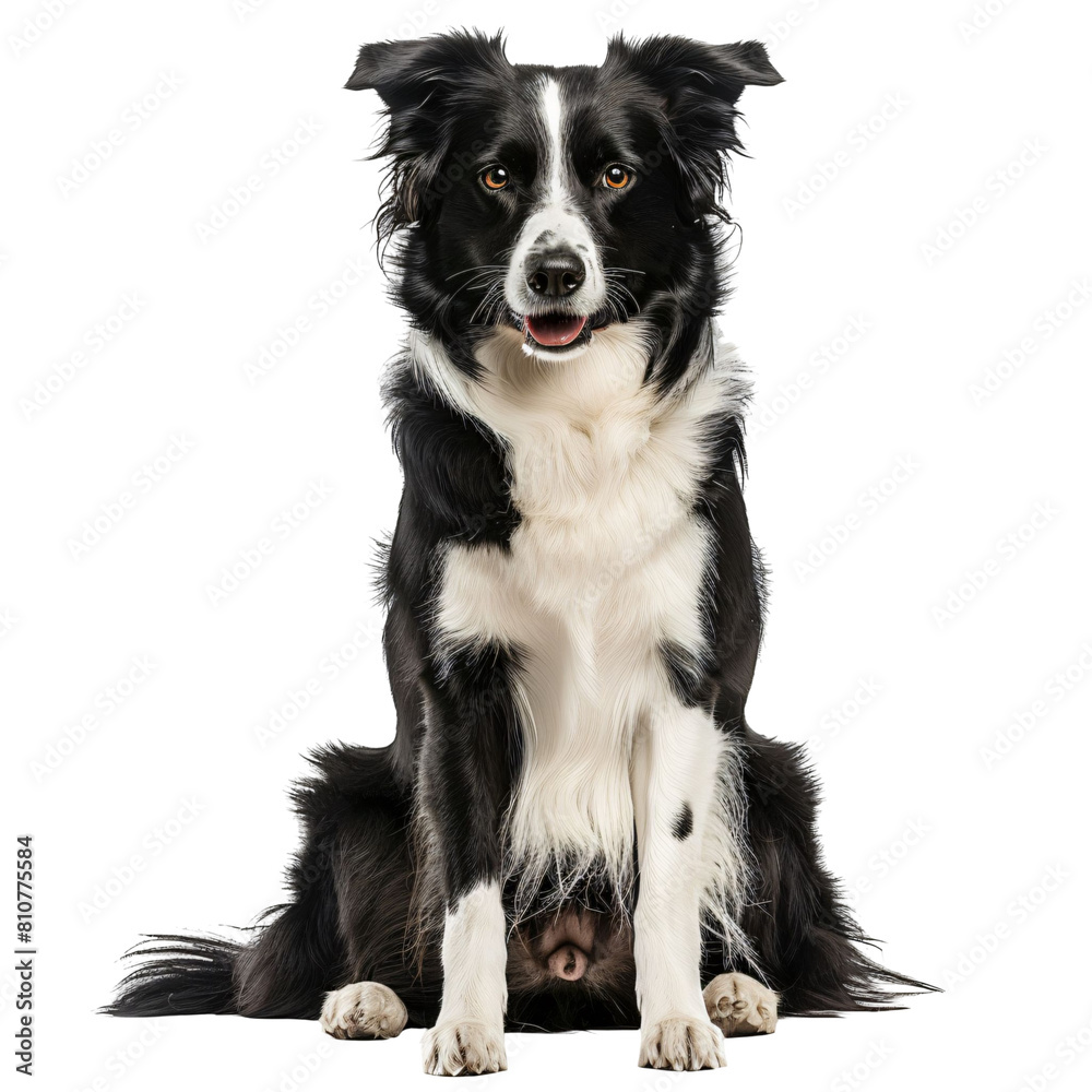 Border Collie in a Herding Pose Die-Cut PNG Style Isolated on White and Transparent Background