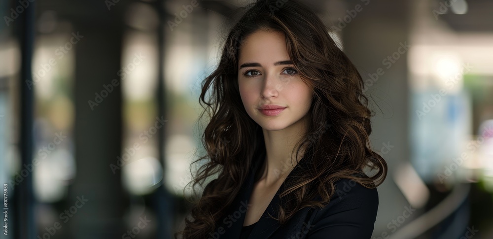 Thoughtful young woman with long curly hair