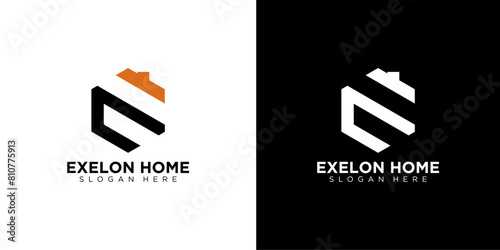 Letter E initial Real Estate, construction, architecture Logo template vector modern creative icon unique.