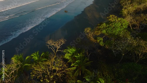 Drone shot of wild beach in Panama during a sunrise photo