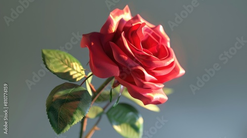 Illustration of a red rose in three dimensions