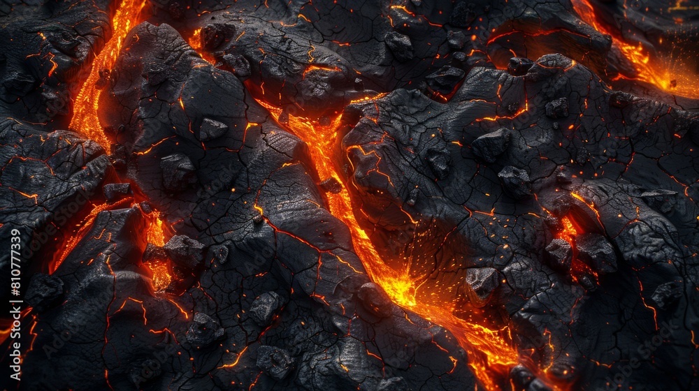 Close-up view of crackling flames burning orange, red, and yellow in a fireplace, lava. Close-up view of crackling flames burning orange, red, and yellow in a fireplace, lava.